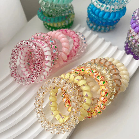 🌈✨ Adorable Spiral Hair Coils - 6pc Colorful Jelly Hair Ties for Trendy Tails! 🌸💖