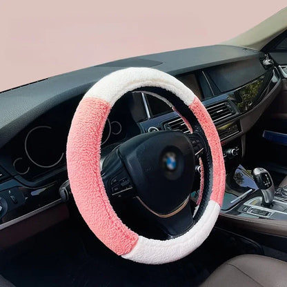 Kawaii Plush Steering Wheel Cover for Cozy Winter Drives ❄️💖 Cute & Anti-Slip Car Accessory