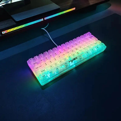 Kawaii HXSJ 60% Transparent Gaming Keyboard 🌈✨ | RGB Backlit & Waterproof 61 Keys for PC/Mac 🎮💖