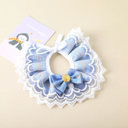 ✨ Elegant Pearl & Lace Pet Bib 🎀 Chic Ribbon Scarf for Pawsome Parties 🐾💖