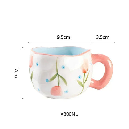 Whimsical Flower Heart Ceramic Mug 🌼💖 - Adorable Irregular Cup for Coffee, Tea & Juice! Perfect Gift for Kids & Girls!