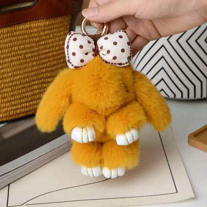 Plush Bunny Keychain Cute Bowknot Fur Rabbit Toy Charm 🐰✨
