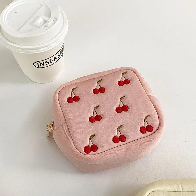 Kawaii Cosmetic Organizer Bag 🎀 | Cute Sanitary Pad & Makeup Holder 🌸 | Portable & Washable Storage for Girls✨