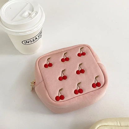 Kawaii Cosmetic Organizer Bag 🎀 | Cute Sanitary Pad & Makeup Holder 🌸 | Portable & Washable Storage for Girls✨