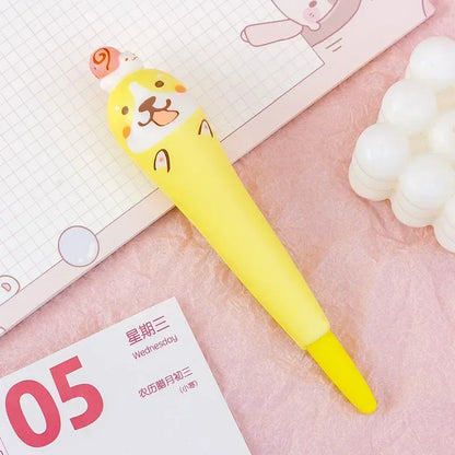 Kawaii 1Pc Adorable Cartoon Fruit Animal Gel Pen 🍓🐻 Soft & Squishy Decompression Stationery for Kids 🎉 0.5mm Fun Writing Tool