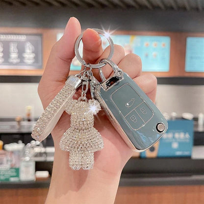 Diamond Bear Car Keychain Cute Handmade Luxury Rhinestone Bag Pendant 🧸💎✨