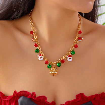 Christmas Snowflake Gingerbread Tree Pendant Necklace Unisex Beads Charm ❄️🎄