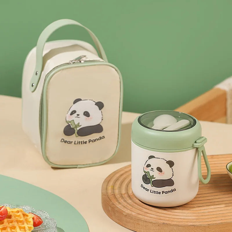 Kawaii 530ml Stainless Steel Lunch Box 🐰🐻 Insulated Bento Box for Kids | Cute Rabbit & Bear Thermal Soup Cup 🌟✨