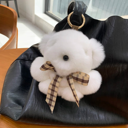 Soft Fluffy Bear Keychain Plush Rabbit Fur Bag Charm Cute Gift For Bags 🐻🐰