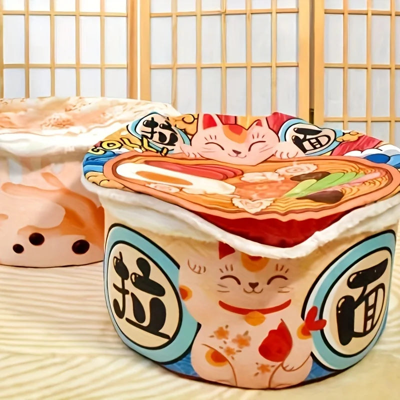 🐾 Cozy Noodle Cup Pet Bed 🐶🐱 Super Large Warm Nest for Furry Friends! 🍜✨
