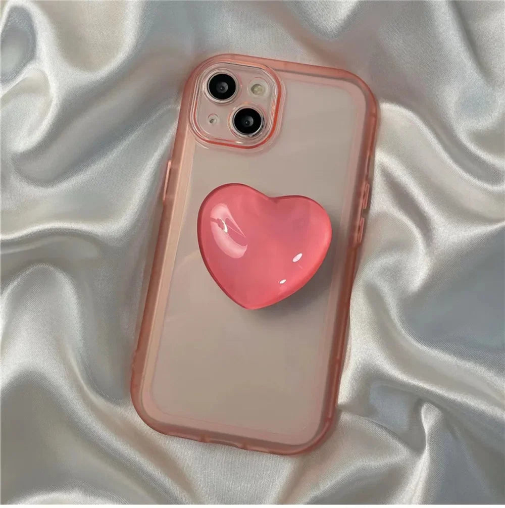 Phone Holder Popular Socket Griptok Finger Grip Bracket Stand Love Heart Ins Style Cute Poping Pink White Cellphone Accessory - Pixie Quill