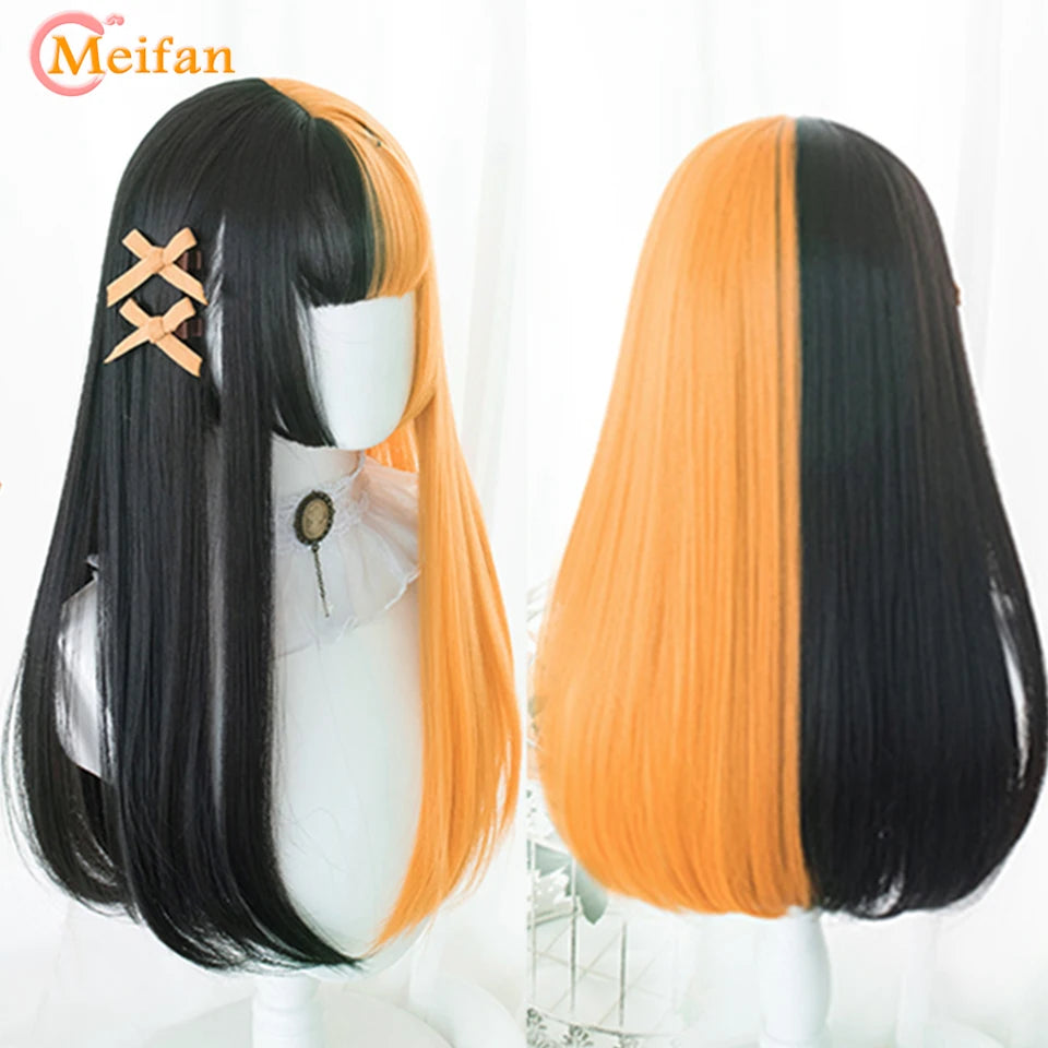 Kawaii Ombre Pink & Blonde Long Straight Wig 🎀✨ - Cute Lolita Cosplay Hair for Parties & Halloween! 🌸🖤
