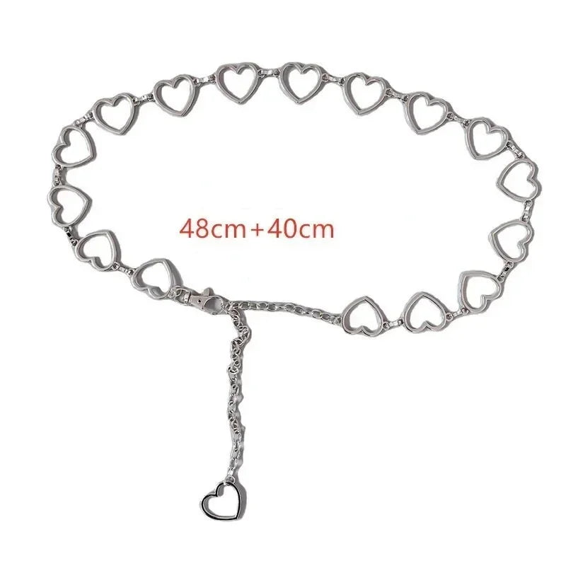 Womens Waistband Pants Classic Waist Chain Love Heart Hollow Girdle for Women Hip Hop Style Fashion Fine Waists Belts Trendy