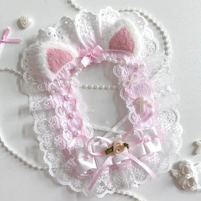 Kpop Idol Photo Holder Poker Storage Decor with Lace and Ribbon Plush Ears Cute Photocard Top Loader