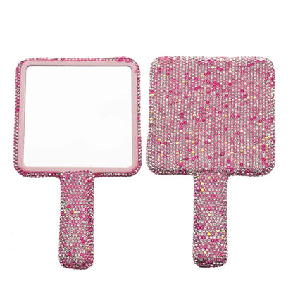 Kawaii Sparkle Heart Makeup Mirror 💖✨ - Travel-Friendly Bling Handheld Beauty Accessory!