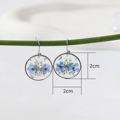 Elegant Pressed Flower Earrings For Women Natural Blue Floral Drop Earrings Handmake Epoxy Resin Plant Earring Jewelry Wholesale