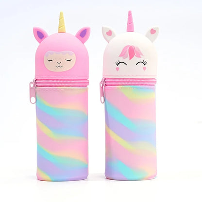 Cute Animal Silicone Pen Case With Large Capacity Pencil Holder Lipstick 🎒