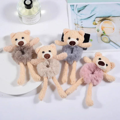 🐾 Adorable Plush Ponytail Headband - Cute Cartoon Animal Hair Ties for Kids! 🌟