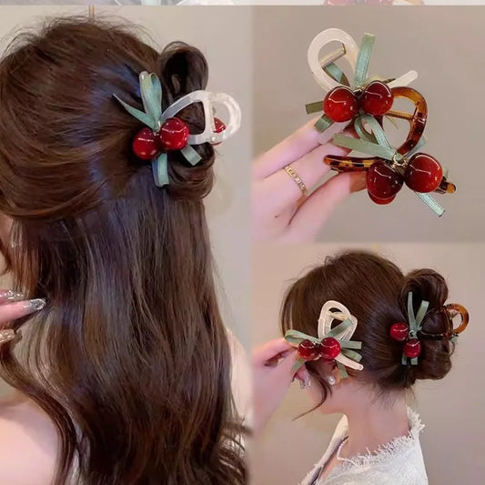 🍒 Adorable Cherry Blossom Hair Claw Clips for Girls & Women 🎀 Stylish Crab Claw Accessories 🌟