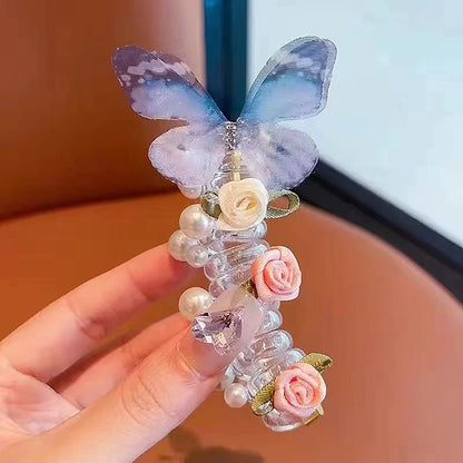 Kawaii Butterfly Hair Rope 🦋✨ | Sweet Floral Phone Line Ponytail Holder for Girls & Women 🌸🌟