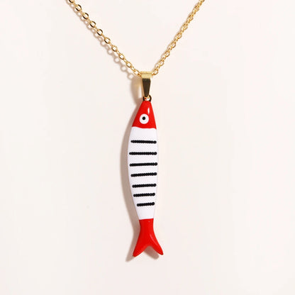 Cute Colorful Enamel Fish Pendant Necklace For Women Waterproof Gold Tone 🐟💖🌊