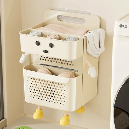 Kawaii Wall Hanging Laundry Basket 🧺✨ - Adorable Storage Solution for Your Bathroom!