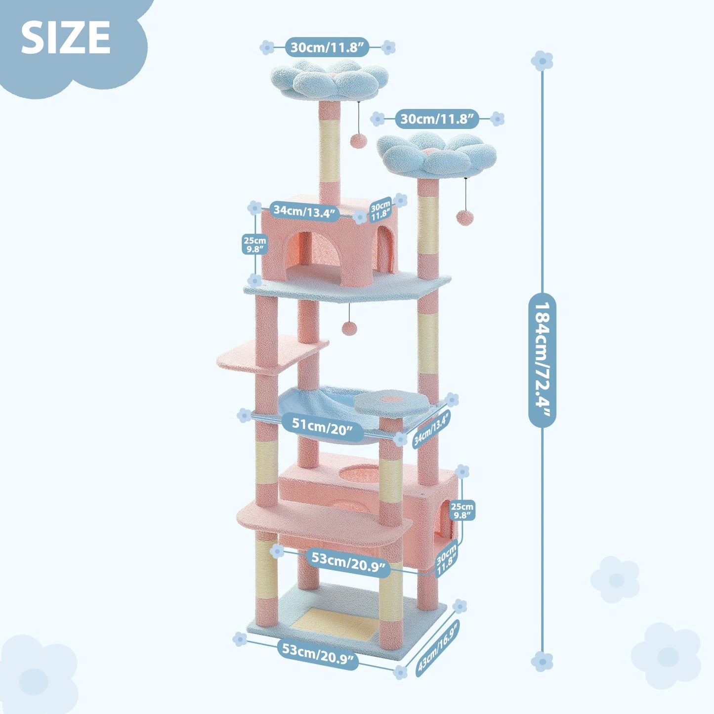 🌟 Cuddle Castle: 184cm Cat Adventure Tower with Cozy Hammocks & Scratching Fun! 🐾🏰