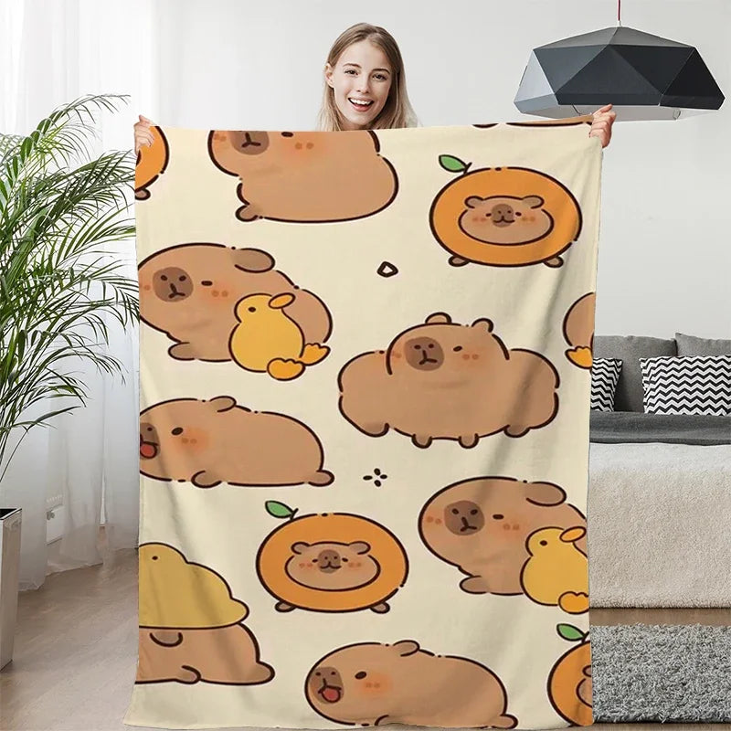 Kawaii Capibara Cuddle Blanket 🐾✨ | King Size Fluffy Fleece for Cozy Winters!