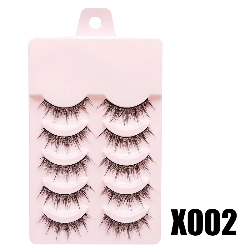 Pastel Little Devil Anime Lashes 5 Pairs Clear Band Full Strip For Natural Daily Manga Style Eyelashes 😈👁️✨