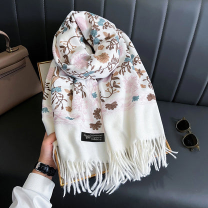 Winter Floral Embroidery Scarf For Women Long Wrap Keeps You Warm ❄️🌸🧣