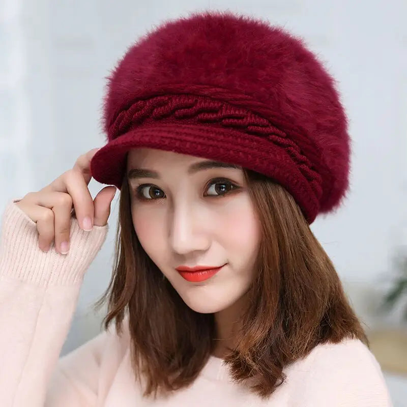 Cozy Korean Style Rabbit Hair Beanie For Women Warm Winter Knit Hat 🐰❄
