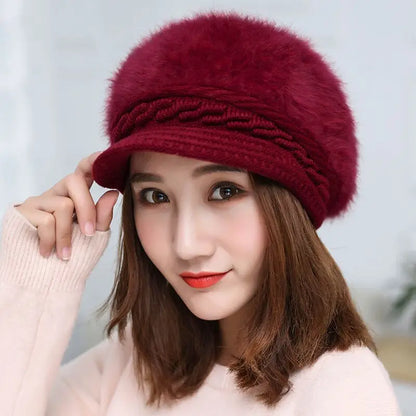 Cozy Korean Style Rabbit Hair Beanie For Women Warm Winter Knit Hat 🐰❄