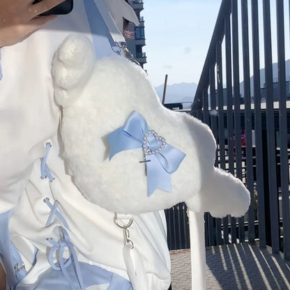 Kawaii Love Wings Mini Backpack 🎒✨ | Cute Furry Lolita Shoulder Bag for Girls 💖🌈