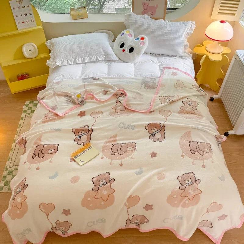 Snuggle Up with Adorable Bear Friends 🐻💖 Cozy Fleece Blanket for Travel & Home! - Pixie Quill