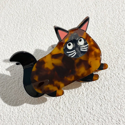 Retro Leopard Cat Acetate Hair Claw Clip For Thick Hair Cute Floral Barrette 🐾✨