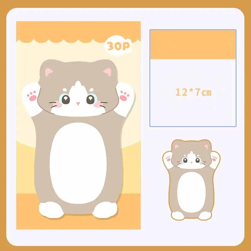 Adorable Kawaii Cat Sticky Notes 🐾 | 30 Sheets Memo Pad for School & Office 🎨 | Cute Stationery Gift & Bookmark 🌟