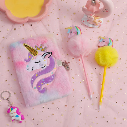 Kawaii Unicorn Plush Ballpoint Pen 🌈✨ - 4 Color Rainbow Writing Fun for Kids! 🎨🦄