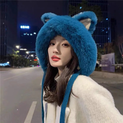 Kawaii Fox Ear Plush Hat 🦊❄️ Cozy Winter Warmth for Ladies!