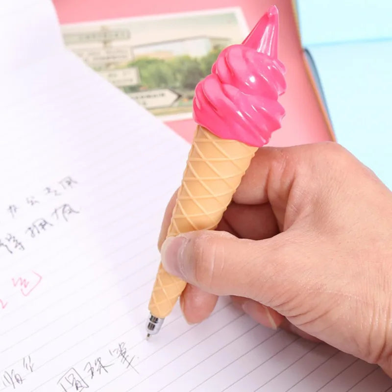 Kawaii Ice Cream Cone Ballpoint Pen 🍦✨ | Cute & Fun Office/School Stationery 🎉 | 0.5mm Black Ink