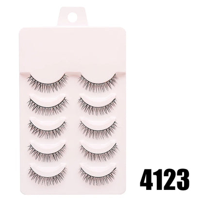 Pastel Little Devil Anime Lashes 5 Pairs Clear Band Full Strip For Natural Daily Manga Style Eyelashes 😈👁️✨