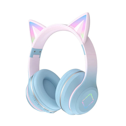 ✨ Kawaii Cat Ears LED Bluetooth Headphones 🎧 - Foldable Wireless Headset for Kids! 🐾🎶