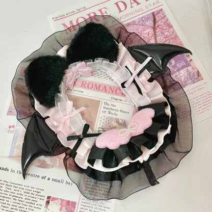 Pink Plush Card Holder With Angel Wings 💗🪽 Ita Bag Charm Photo Case