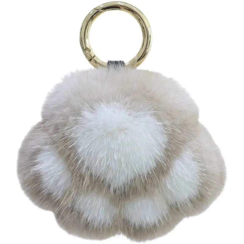 🐾 Cute Cat Paw Keychain Charm 🎀 Fluffy Love with Heart 💖 Imitation Mink Magic ✨