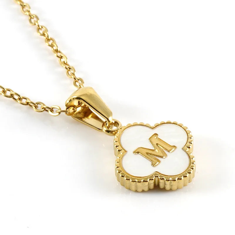 Charming Kawaii Stainless Steel Initial Necklace for Her 🌸✨ | Cute White Chain Jewelry - Perfect Valentine’s Day Gift! 💖
