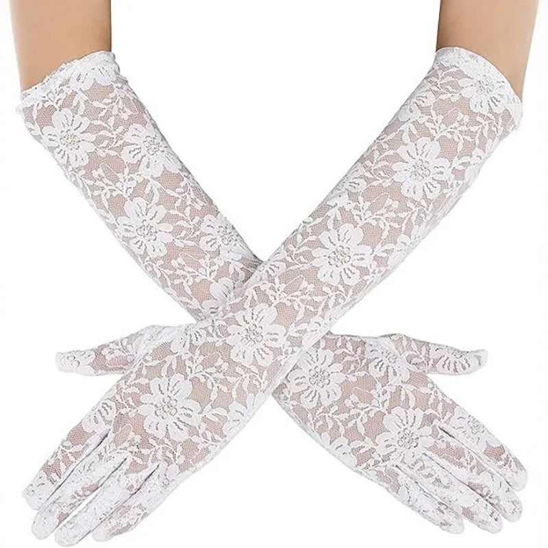 Transparent Lace Flower Mesh Gloves With Bowknot For Lolita Cosplay Party 🧤🌸