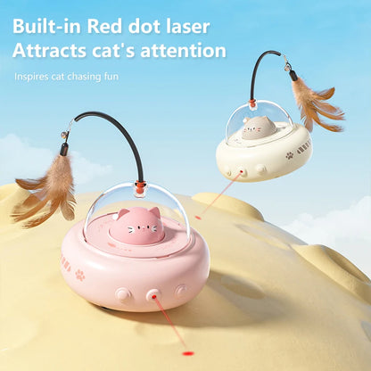 Kawaii Electric UFO Cat Teaser Stick 🛸✨ - Interactive Feather Toy with Bell for Playful Feline Fun! 🐾🎀