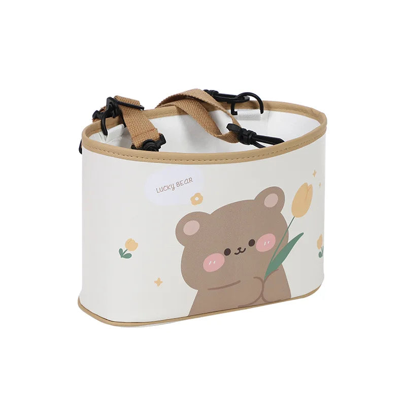 Cute Tulip Bear Car Storage Box 🐻🌷 - Adorable Multi-Functional Seat Back Trash Can!