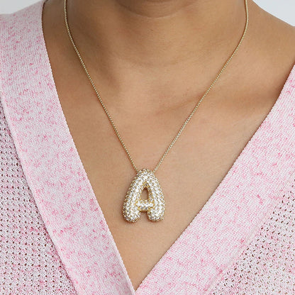 Kawaii Sparkly Initial Necklace ✨💖 A-Z Letter Pendant with Box Chain - Perfect Gift for Trendy Women! 🎁