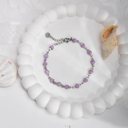 Charming Heart Shaped Chain Bracelet Stainless Steel 14K Plated Chic Jewelry For Women 💗💎✨