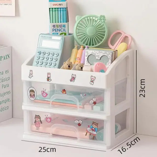 Kawaii Multi-Layer Drawer Organizer 🌟✨ | Cute Desktop Storage Box for School & Office Supplies 🖍️💖